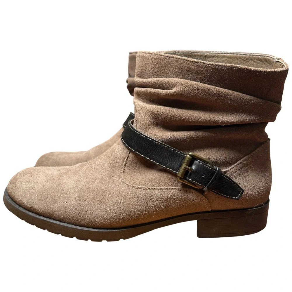 WHITE MOUNTAIN Nashville Women's 9 Brown Leather Boots Strap Buckle Casual - Picture 5 of 14
